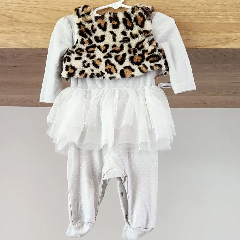 NWT Baby Starters Leopard Luxe Ballet Onesie/Footie